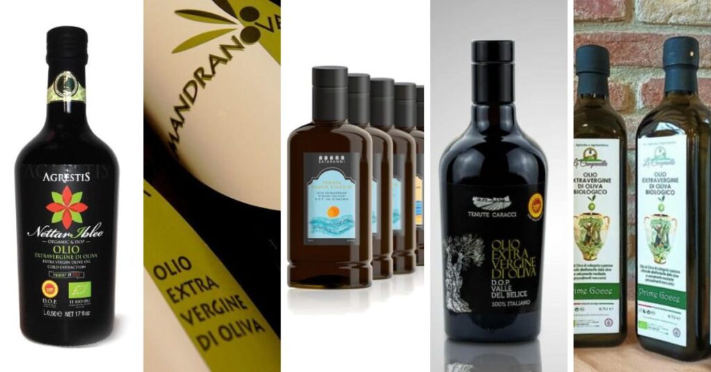 Sicilian extra virgin olive oil bottles