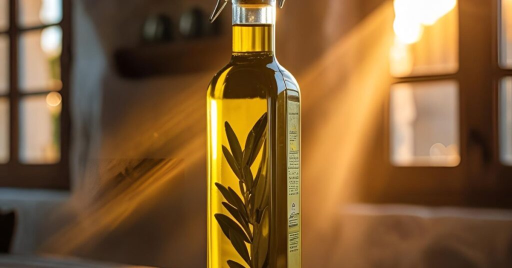 Bottle of Greek extra virgin olive oil