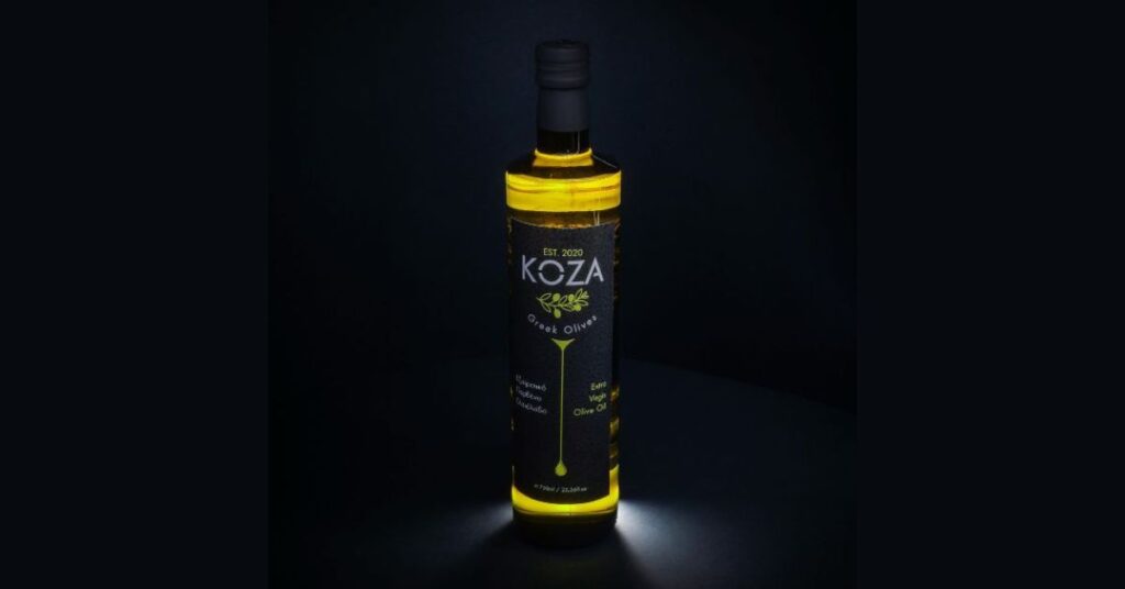 Koza Olives extra virgin olive oil bottle