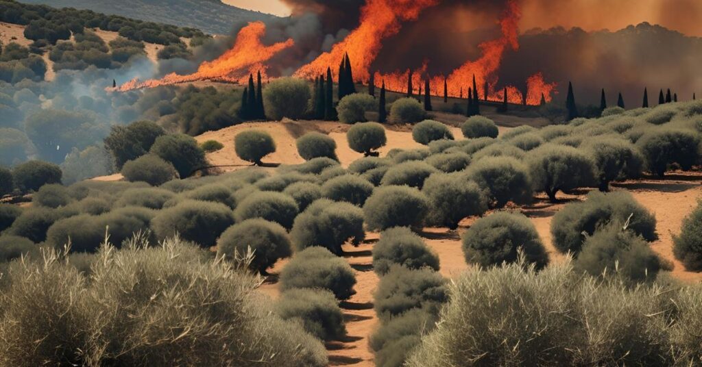 Wildfire impact on olive groves
